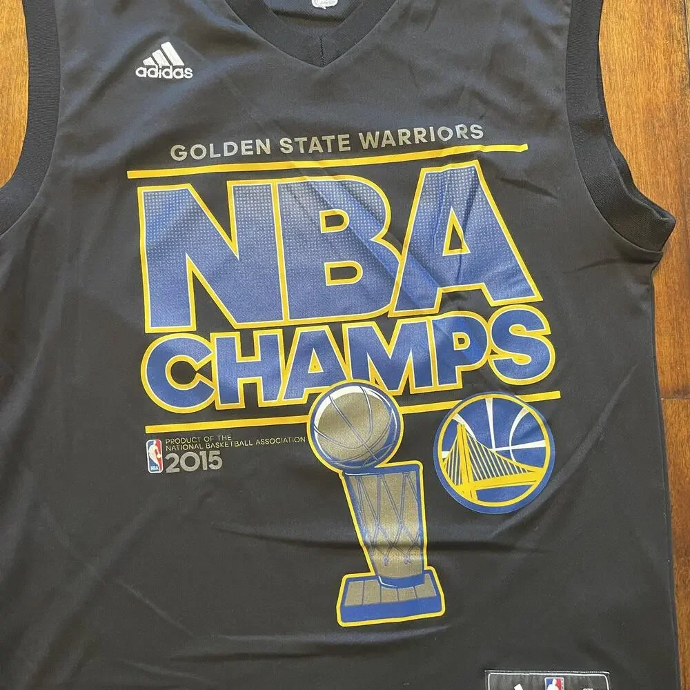 Golden State Warriors Jersey Mens Small NBA Champs 2015 Adidas Curry 30 Black